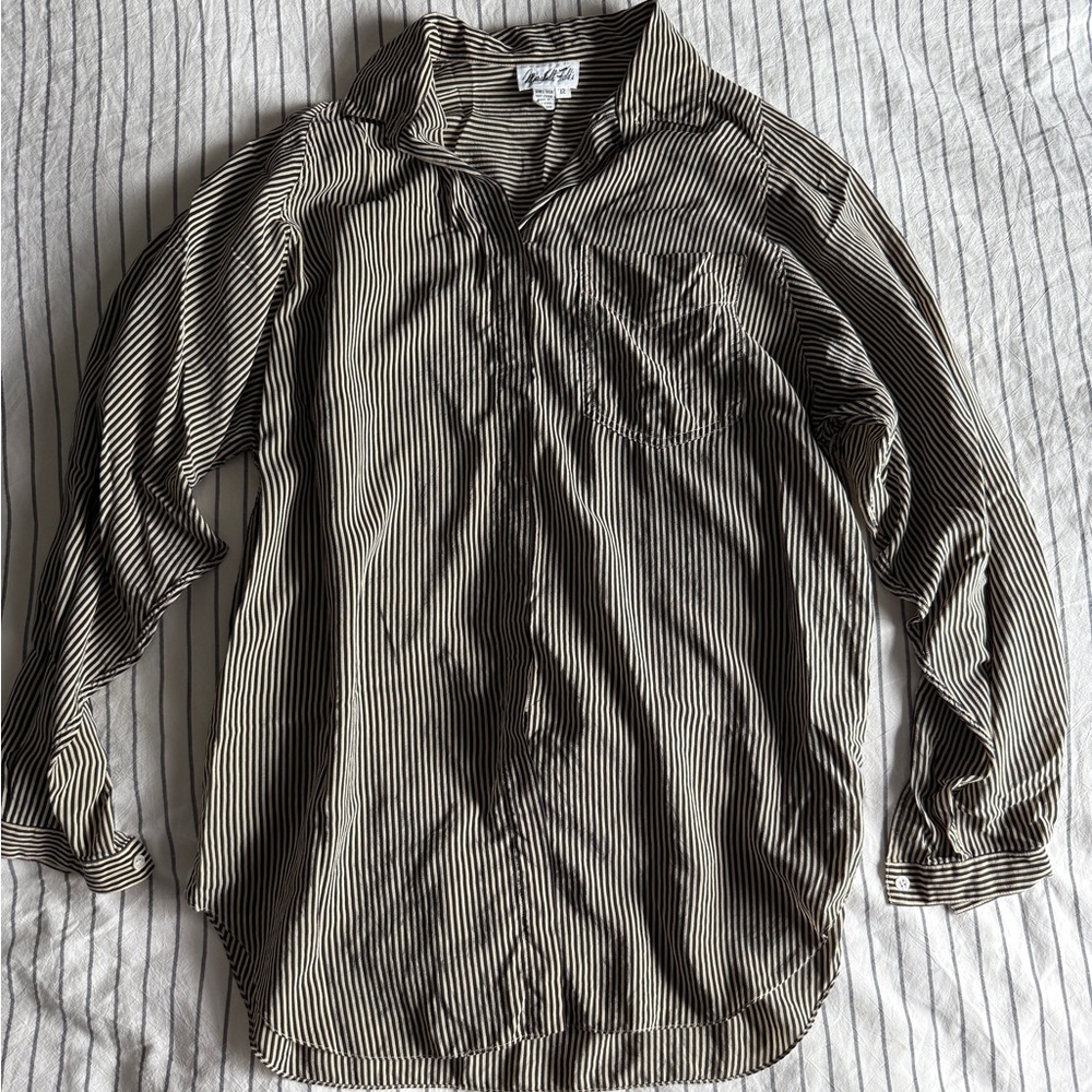 Vintage Marshall Field’s 100% Silk Striped Blouse – Size 12 – Made in Hong Kong
